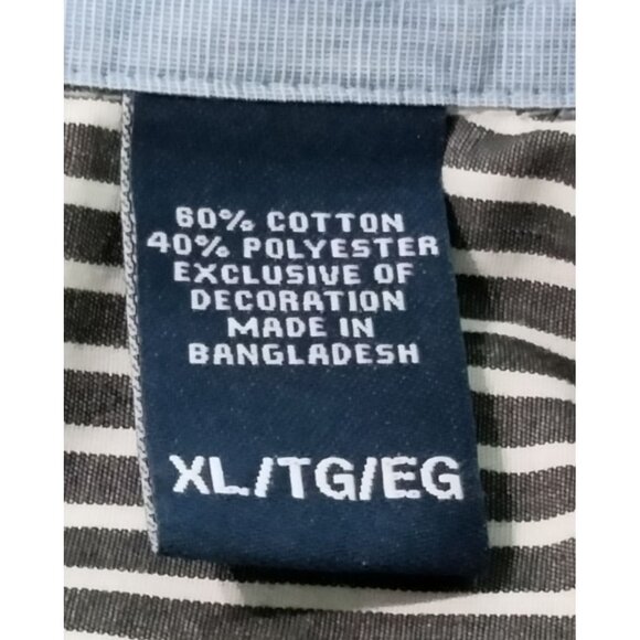 Chaps Mens Size XL Shirt Button-Down Black & White Striped Long Sleeve - Picture 8 of 9